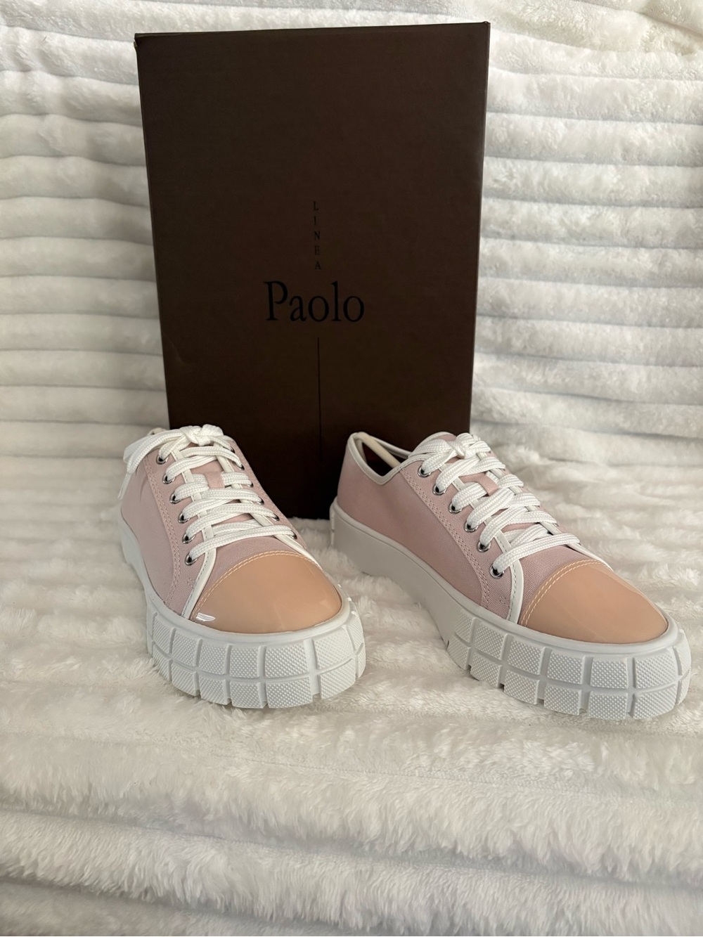 Paolo Pink Platform Lace-Up Sneakers with White Soles 6.5M